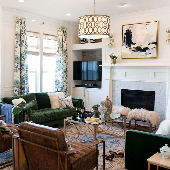 Jennings Chandelier in living room.