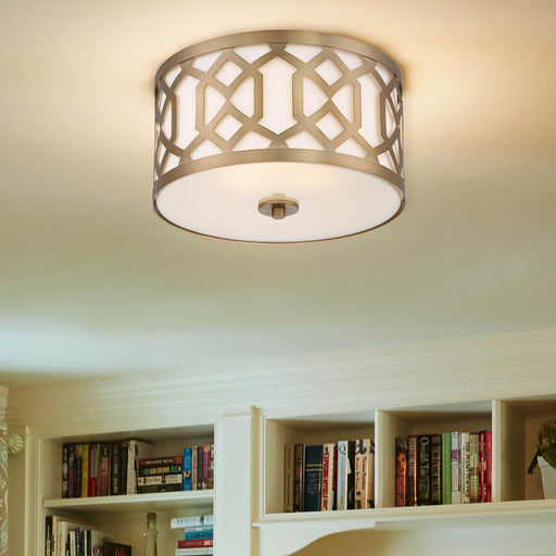 Jennings Flush Mount Ceiling Light in living room.