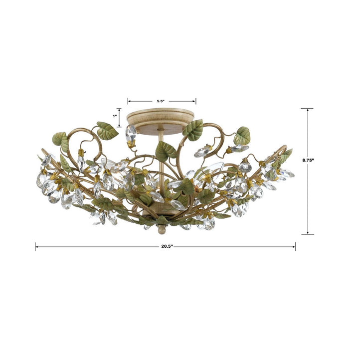 Josie Semi Flush Mount Ceiling Light - line drawing.