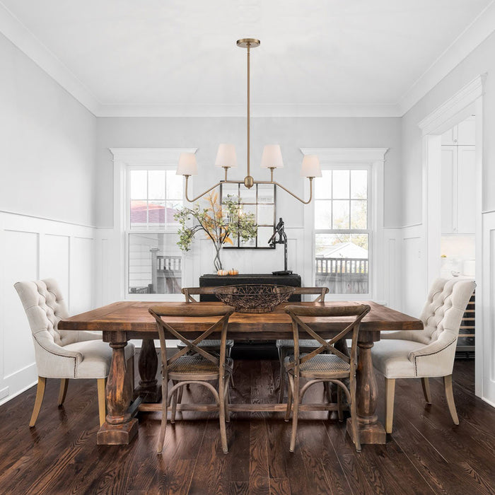 Keenan Linear Chandelier in dinning room.