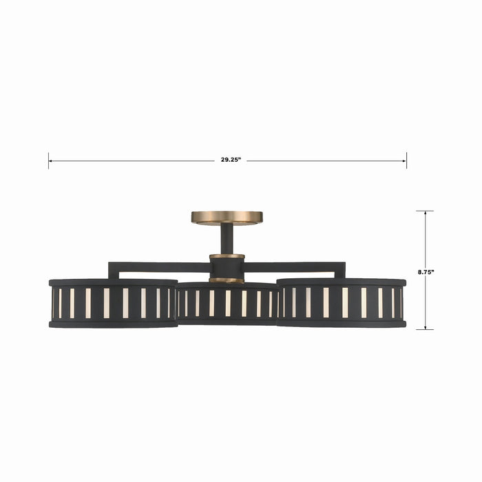 Kendal Semi Flush Mount Ceiling Light - line drawing.