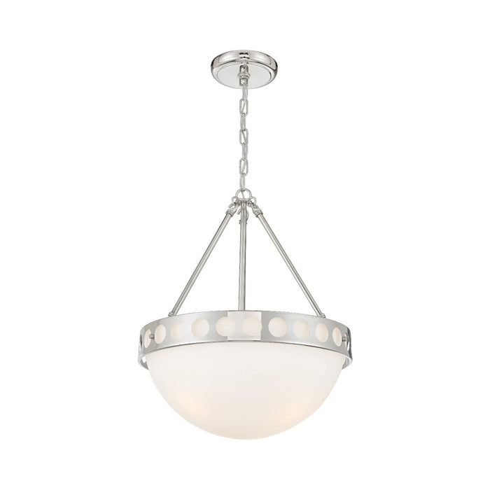 Kirby Chandelier in Polished Nickel.