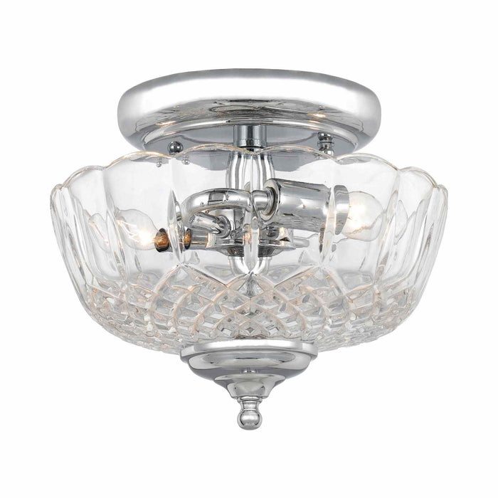 Lead Crystal Semi Flush Mount Ceiling Light in Polished Chrome.