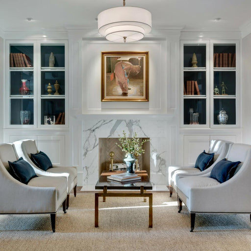 Luxo Chandelier in living room.