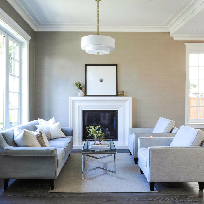 Luxo Chandelier in living room.