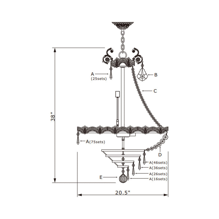 Majestic Chandelier - line drawing.