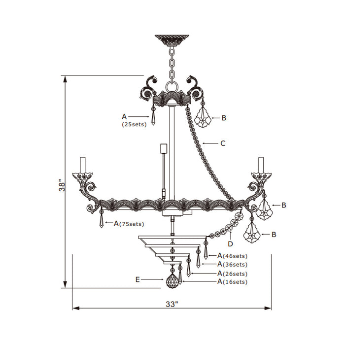 Majestic Chandelier - line drawing.