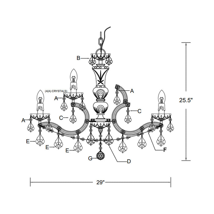 Maria Theresa Chandelier - line drawing.