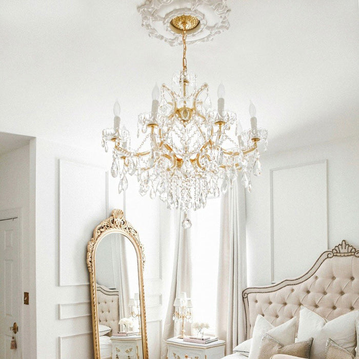 Maria Theresa Crystal Chandelier in bedroom.