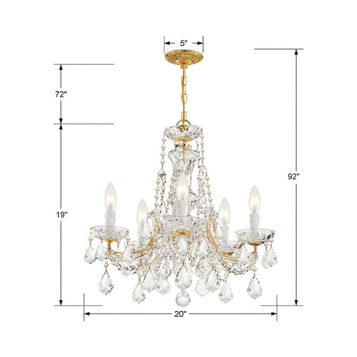 Maria Theresa Multi Light Crystal Chandelier - line drawing.