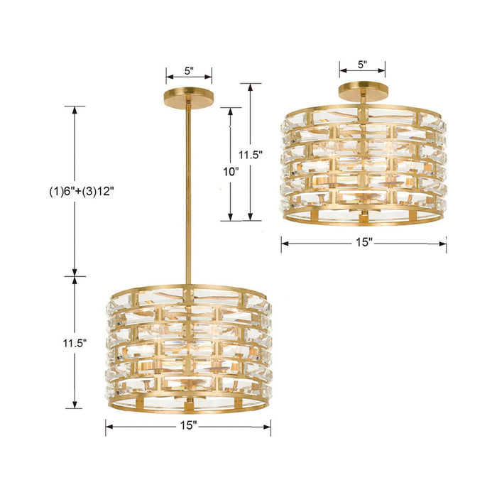 Meridian Chandelier - line drawing.