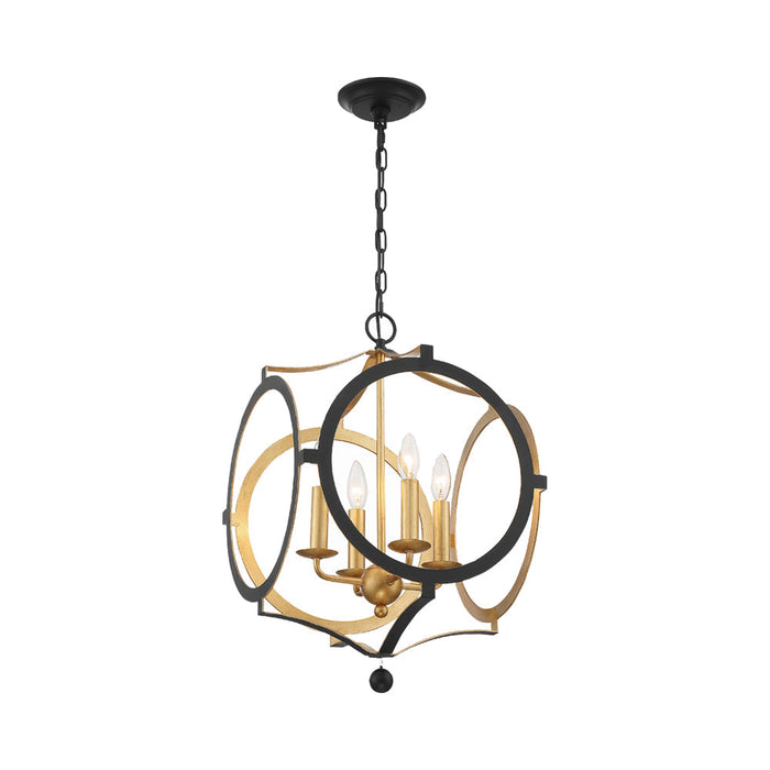 Odelle Chandelier in Black/Antique Gold.