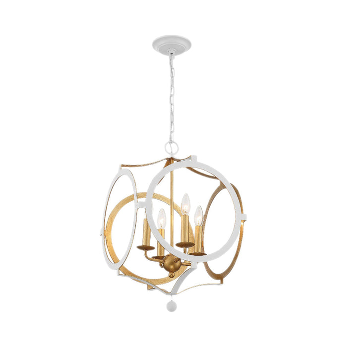 Odelle Chandelier in Matte White/Antique Gold.