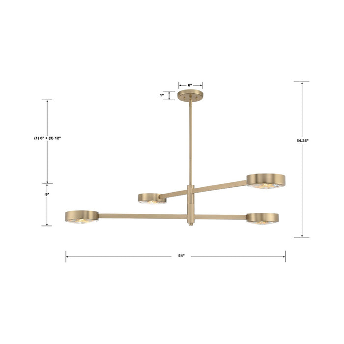 Orson Linear Chandelier - line drawing.