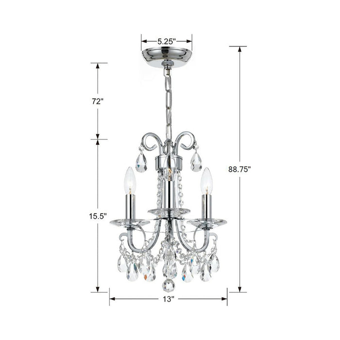 Othello Crystal Chandelier - line drawing.