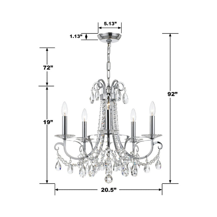 Othello Crystal Chandelier - line drawing.