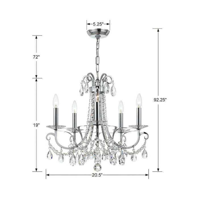 Othello Crystal Chandelier - line drawing.