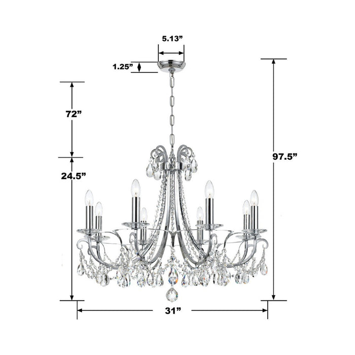 Othello Crystal Chandelier - line drawing.