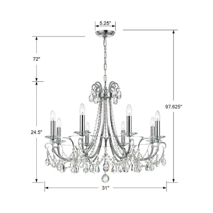 Othello Crystal Chandelier - line drawing.