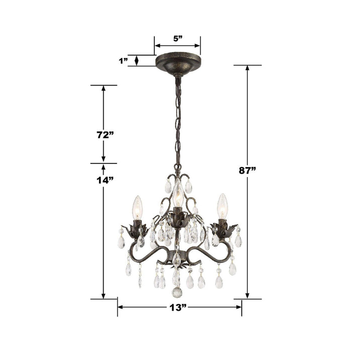 Paris Market 3-Light Mini Chandelier - line drawing.