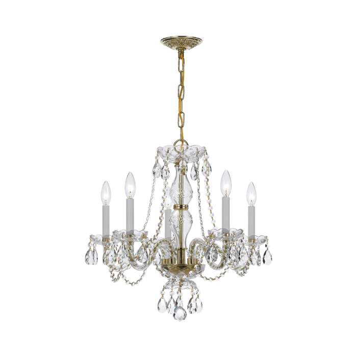 Traditional Crystal Chandelier in Polished Brass (21-Inch/5-Light).