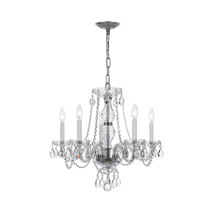 Traditional Crystal Chandelier in Polished Chrome (21-Inch/5-Light).