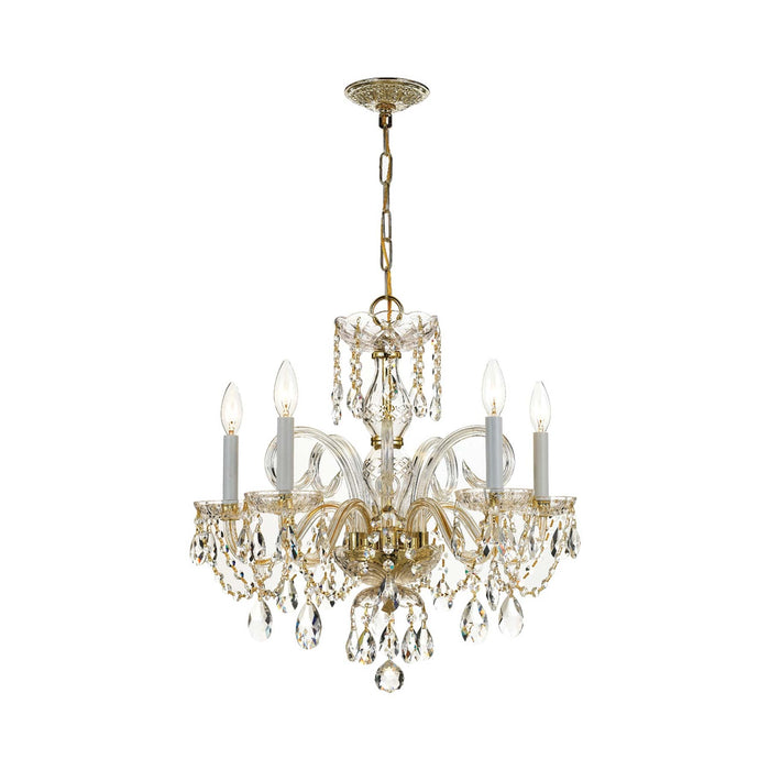 Traditional Crystal Chandelier in Polished Brass (22-Inch/5-Light).