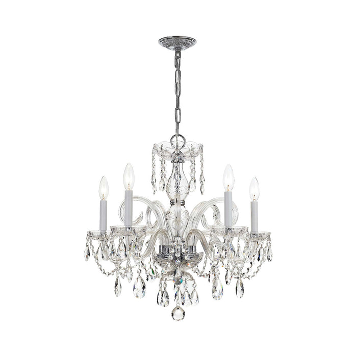 Traditional Crystal Chandelier in Polished Chrome (22-Inch/5-Light).