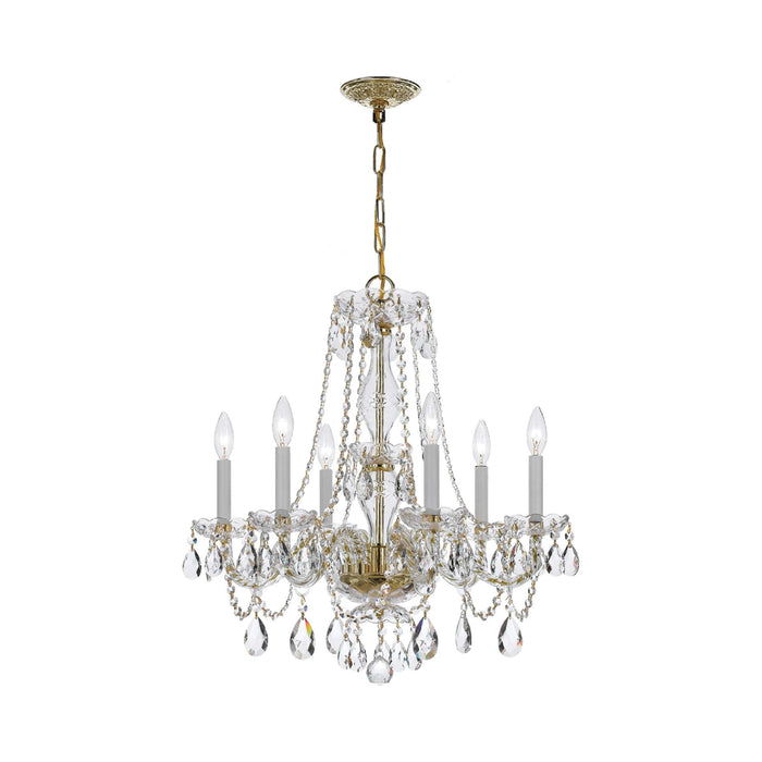 Traditional Crystal Chandelier in Polished Brass (23-Inch/6-Light).