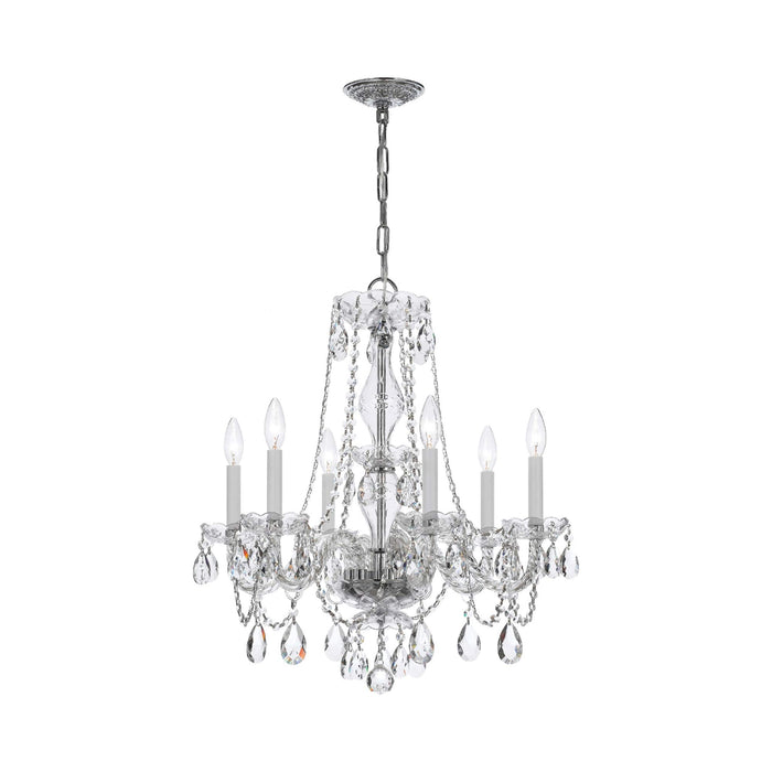 Traditional Crystal Chandelier in Polished Chrome (23-Inch/6-Light).