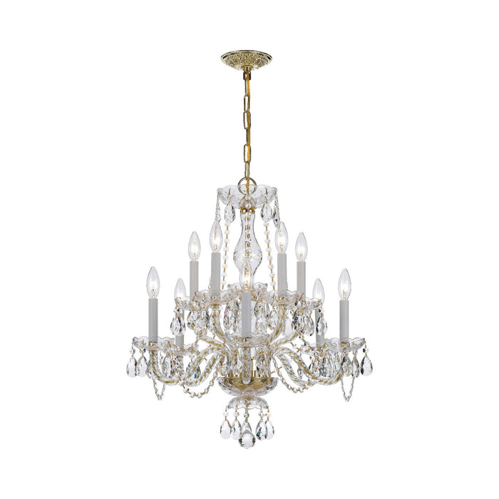 Traditional Crystal Chandelier in Polished Brass (23-Inch/10-Light).