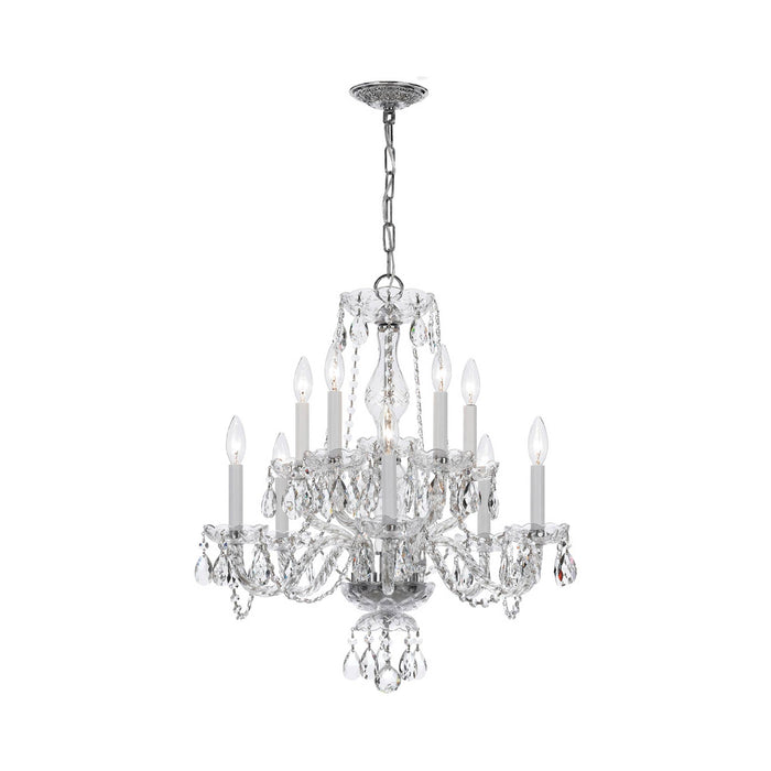 Traditional Crystal Chandelier in Polished Chrome (23-Inch/10-Light).