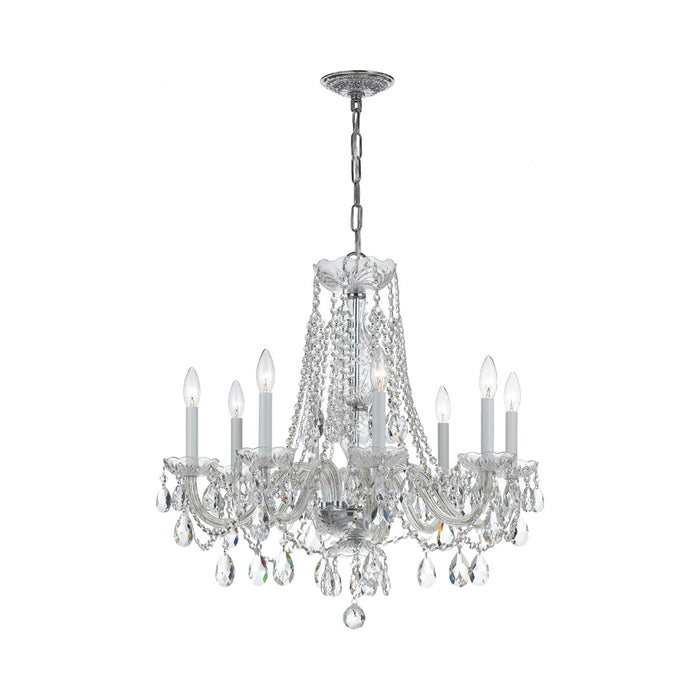 Traditional Crystal Chandelier in Polished Chrome (26-Inch/8-Light).