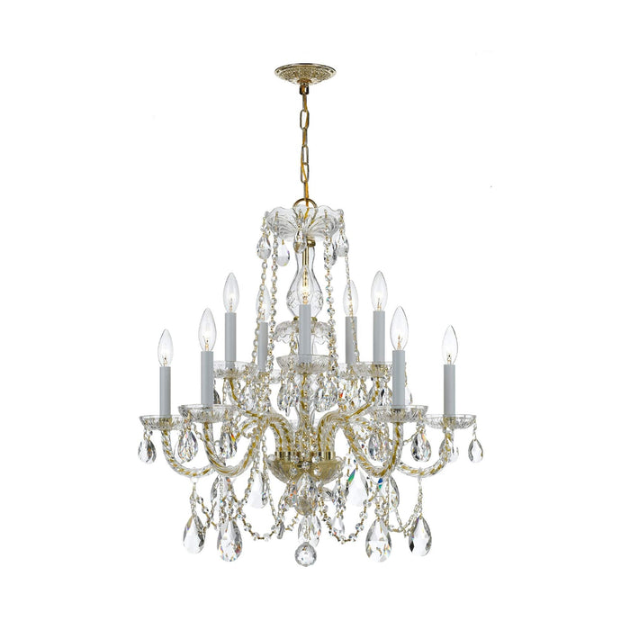 Traditional Crystal Chandelier in Polished Brass (26-Inch/10-Light).