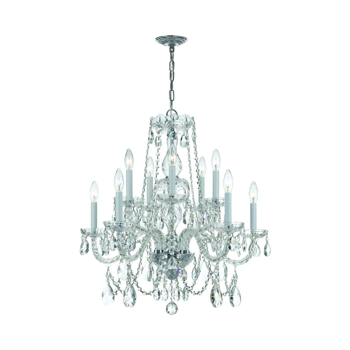 Traditional Crystal Chandelier in Polished Chrome (26-Inch/10-Light).