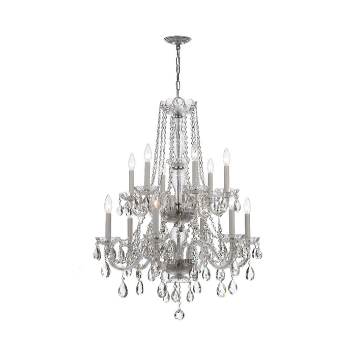 Traditional Crystal Chandelier in Polished Chrome (26-Inch/12-Light).