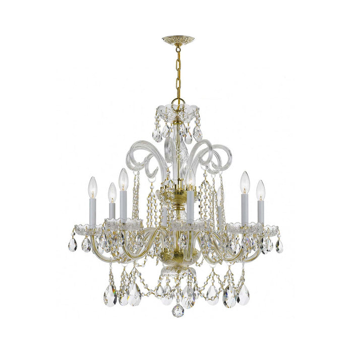 Traditional Crystal Chandelier in Polished Brass (27-Inch/8-Light).