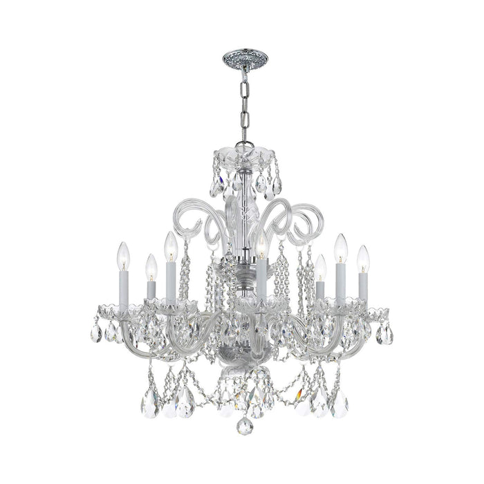 Traditional Crystal Chandelier in Polished Chrome (27-Inch/8-Light).