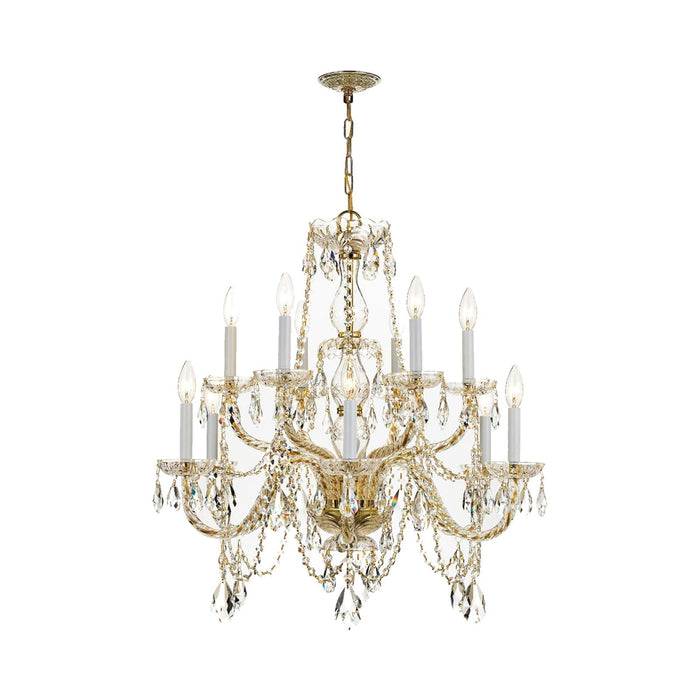 Traditional Crystal Chandelier in Polished Brass (31-Inch/12-Light).