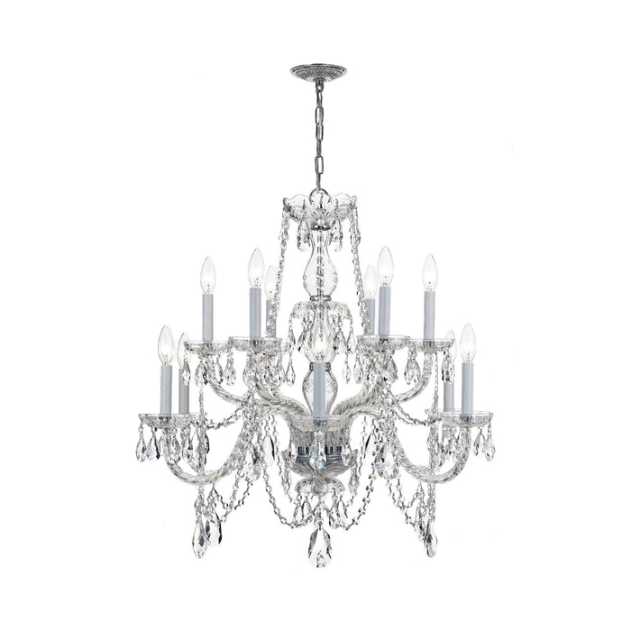 Traditional Crystal Chandelier in Polished Chrome (31-Inch/12-Light).