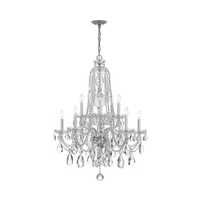 Traditional Crystal Chandelier in Polished Chrome (32-Inch/10-Light).