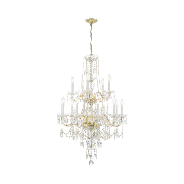 Traditional Crystal Chandelier in Polished Brass (32-Inch/15-Light).