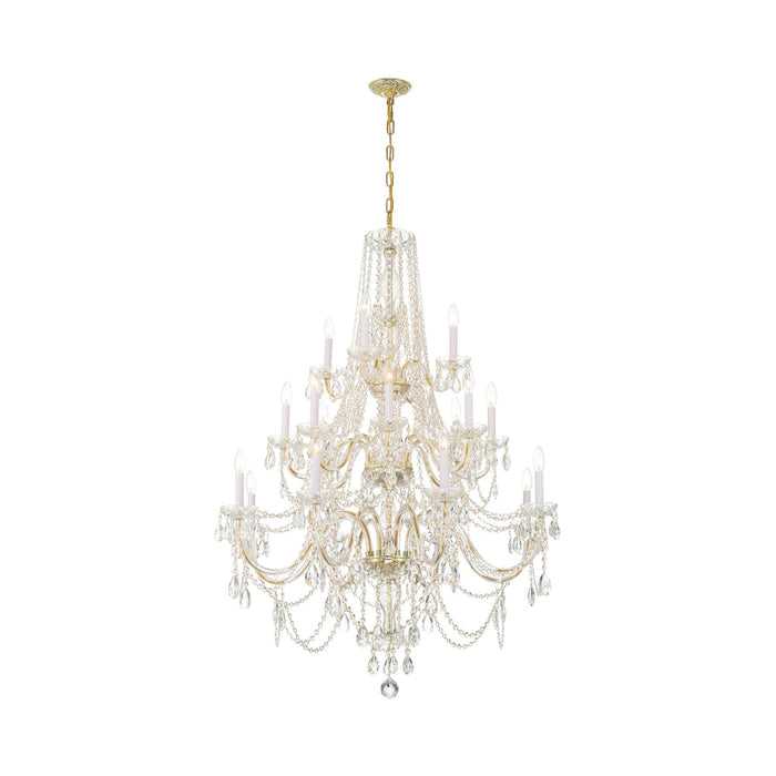 Traditional Crystal Chandelier in Polished Brass (32-Inch/20-Light).