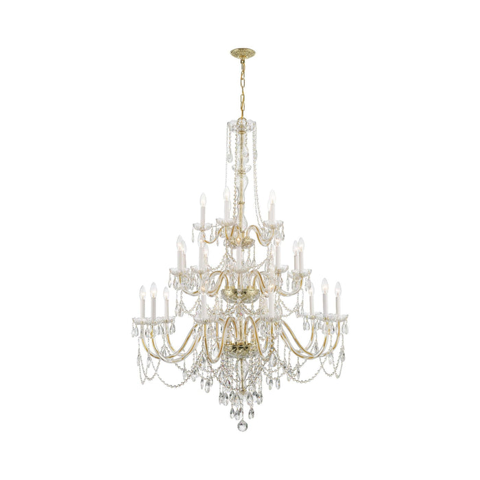 Traditional Crystal Chandelier in Polished Brass (32-Inch/25-Light).