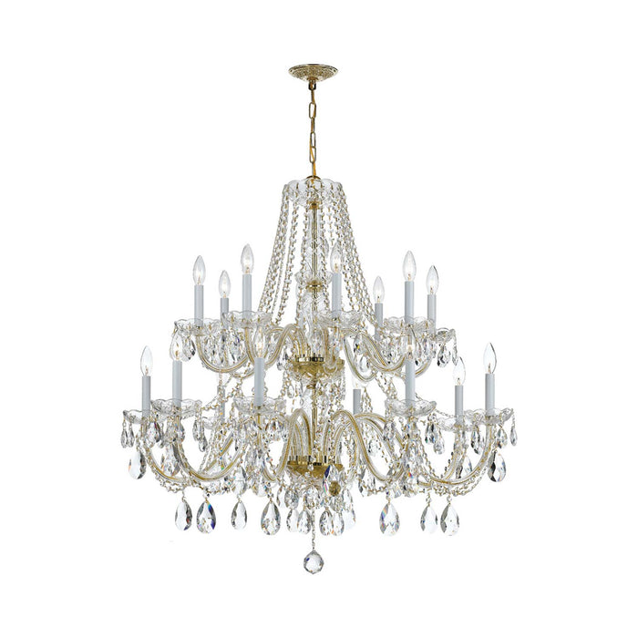 Traditional Crystal Chandelier in Polished Brass (37-Inch/16-Light).