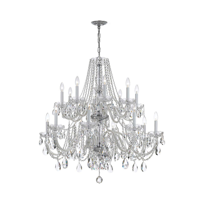 Traditional Crystal Chandelier in Polished Chrome (37-Inch/16-Light).