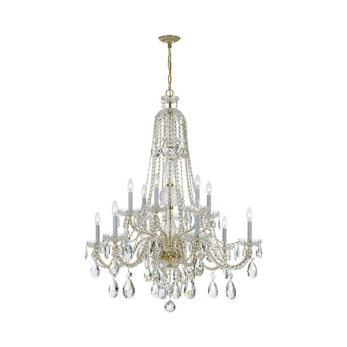 Traditional Crystal Chandelier in Polished Brass (37.5-Inch/12-Light).