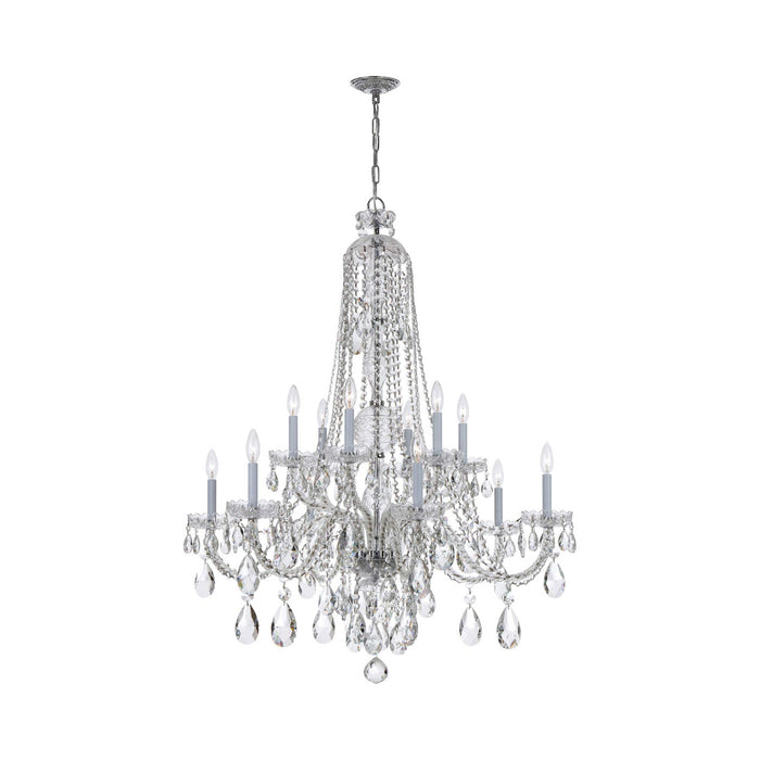 Traditional Crystal Chandelier in Polished Chrome (37.5-Inch/12-Light).