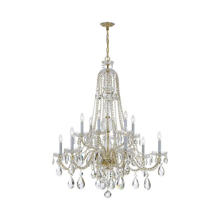 Traditional Crystal Chandelier in Polished Brass (42-Inch/12-Light).