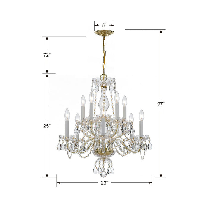 Traditional Crystal Chandelier - line drawing.